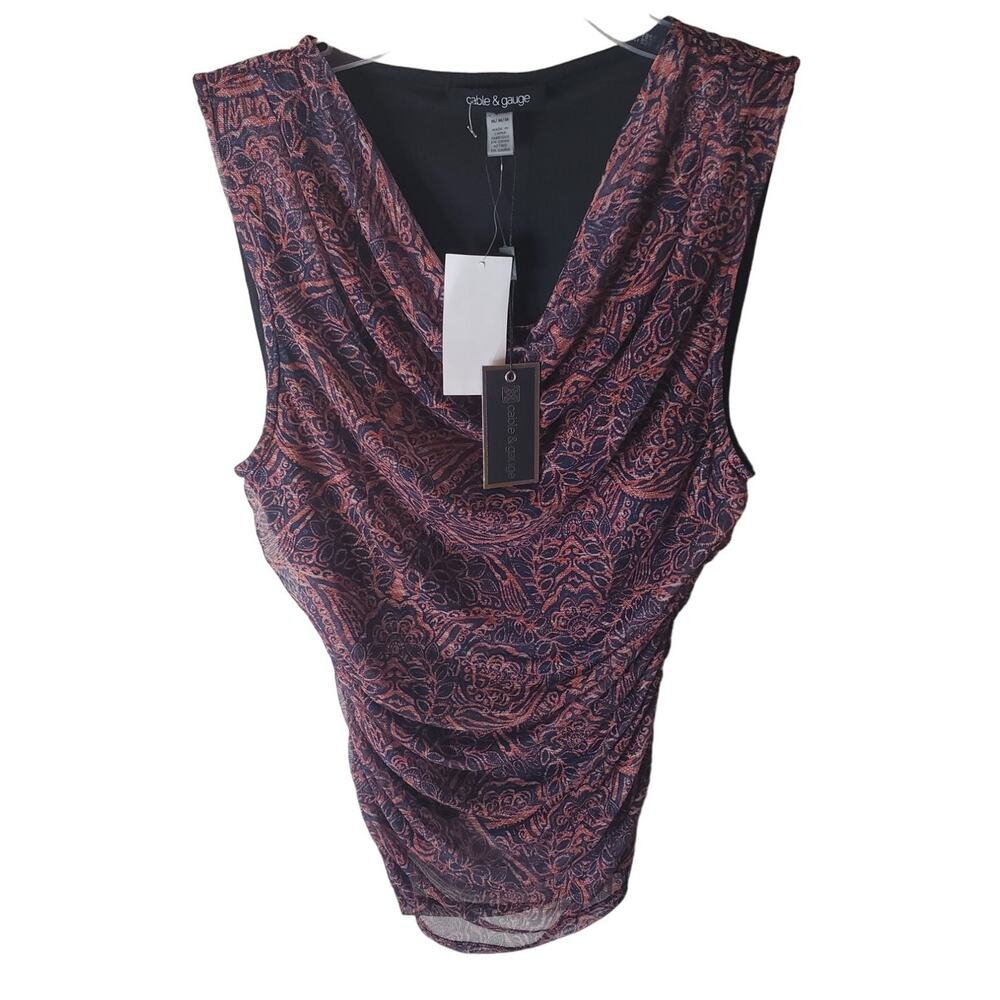 Cable & Gauge Cowl Neck Sleeveless Blouse, NWT, Medium